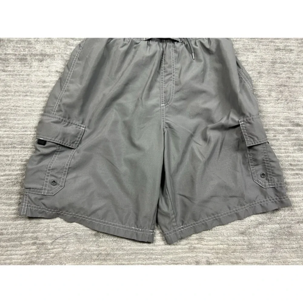 World Wide Sportsman Swimming Trunks Mens Medium Gray Mesh‎ Lined Cargo Pocket